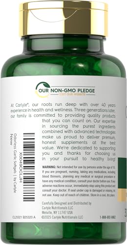 Carlyle Odorless Garlic Softgels 8000 mg | 300 Count | High Potency Formula | Non-GMO and Soy Free - Image 4