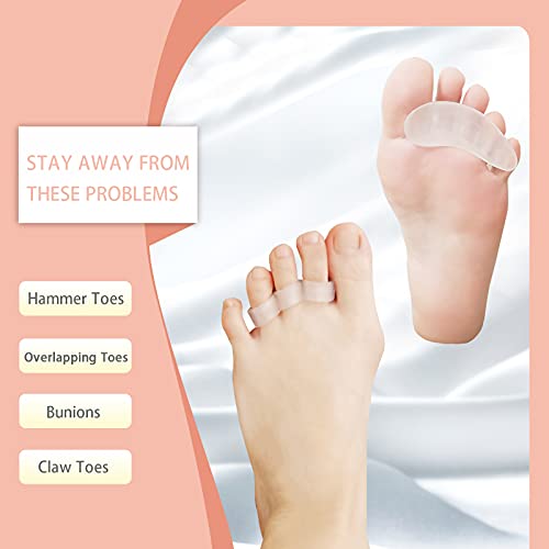 Gel Toe Straightener Hammer Toe Corrector For Women And Men, Flexible Size Soft Toe Spacer Splint Toe Separators To Relief Foot Pain, Bunions, Overlapping Toes Claw Toes.(1 Pair Beige With White) #TOP6