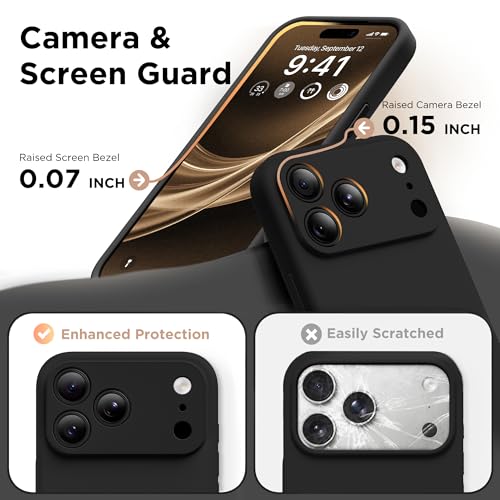 GolbinBox Magnetic for iPhone 17 Pro Max Case, Compatible with MagSafe, [Full Camera Protection] [Screen Protector], Silicone Shockproof Phone Cover with Anti-Scratch Microfiber Lining, Black by GolbinBox - Image 8