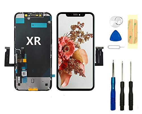 Master for iPhone XR Screen Replacement LCD Display Digitizer 3D Touch Front Glass Frame Assembly Compatibly for A1984 A2105 A2106 A2108 6.1inch Black with Repair Tool Kit