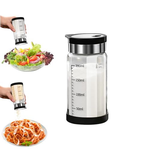 Saliera e pepiera in vetro con coperchio in acciaio inox, rotazione a 360° e 4 modalità di versamento, saliera per spezie per cucina