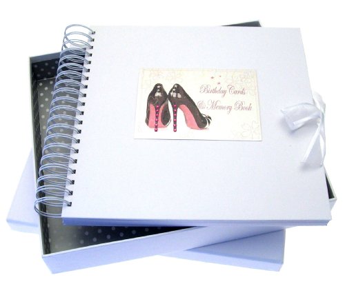 Album souvenir pour cartes d'anniversaire en coton blanc avec motif escarpins chic