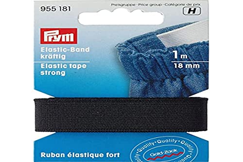 Prym 955181 Elastic-Band kräftig 18 mm schwarz, 66 Prozent PES 34 Prozent ED