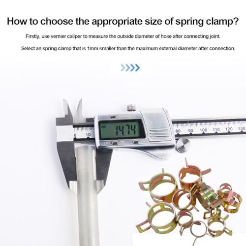 Image of Tnisesm 140 Pcs 12 Values 6-22mm Spring Band Type Action Pipe Clamp, Air Hose Tube Water Pipe Fuel Pipe Silicone Vacuum Hose Clamp Fasteners Assortment Kit TN-23-1