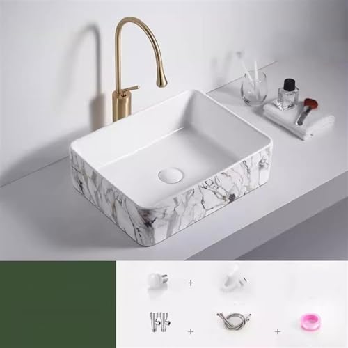 Lavabos de baño sobre encimera con elegante diseño de mármol y cerámica 5