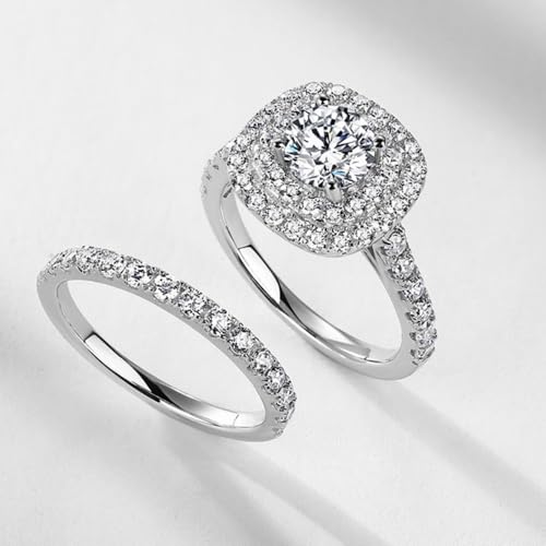 Halo Wedding Ring Set for Women 2.8 Ctw Moissanite Bridal Ring Set Engagement Ring Set Women's Bridal Set 925 Sterling Silver 10K 14K 18K Gold4
