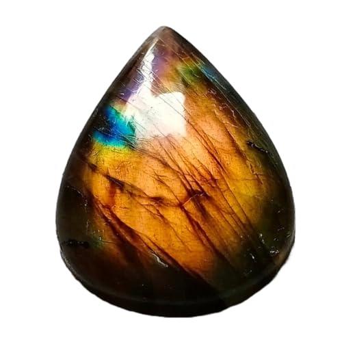 Cabochon poire labradorite dorée naturelle mystique 31mm, une pierre unique chargée d'histoire