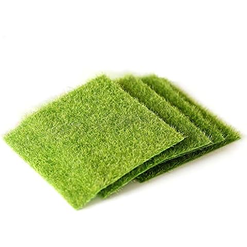 VOANZO 5PCS Artificial Grass Floor Mat Artificial Moss Simulation Fake Green Plants Grass Realistic Synthetic Grass Mat for Fence Backyard Home Decor Greenery Walls (15 * 15cm Cover