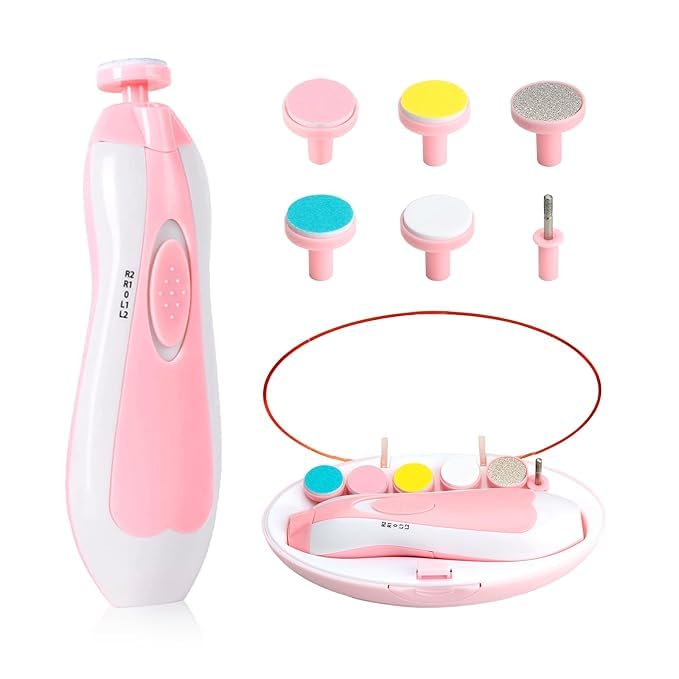 Babby Nail Trimmer, Upgraded Safe Electric Babby Nail Clipper, Babbs Nail File With Led Light For New born Toddler & Kids Toes And Fingernails - Care, Polish & Trim (Multicolour-Pink-Blue), 1 Count-image-41