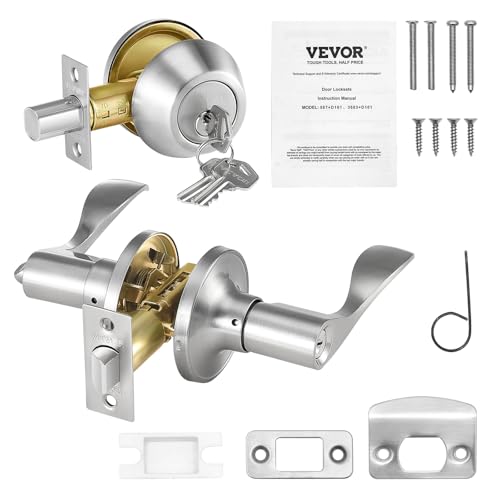VEVOR Entry Door Locksets with Deadbolt, 5 Pack Satin Nickel Entry Lever and Single Cylinder Deadbolt, Keyed Alike Combo Pack, Fit for 1-3/8" to 1-3/4" Door Thickness, for Entrance and Front by VEVOR - Image 9