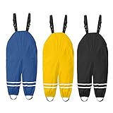 AIMAOMI Waterproof Pants Kids Kids Waterproof Rain Bib Pants, Boys Girls Kid Overalls Lightweight Mud Trousers Rainwear for Toddlers Yellow-b, 5-6 Years