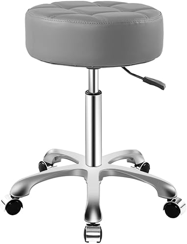 Vista 19 de Taburete ajustable con ruedas para el trabajo, médico, tatuaje, sala de belleza, silla hidráulica resistente con ruedas (negro)