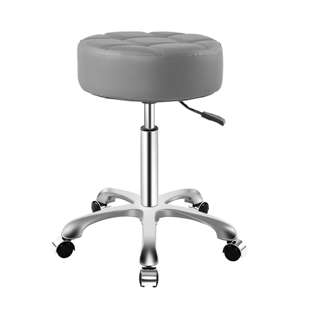 Ainilaily Rolling Stool with Wheels, Thick Cushion Heavy Duty Esthetician Hydraulic Chair Stool for Work Medical Tattoo Salon Office (Grey)