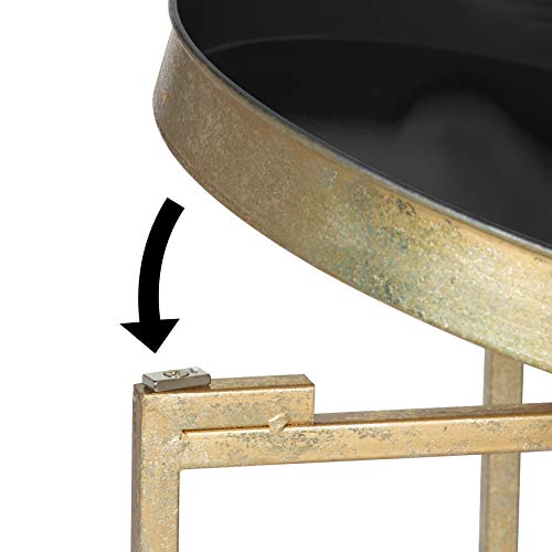 Image of Kate and Laurel Celia Round Metal Foldable Tray Accent Table, Black with Gold Base