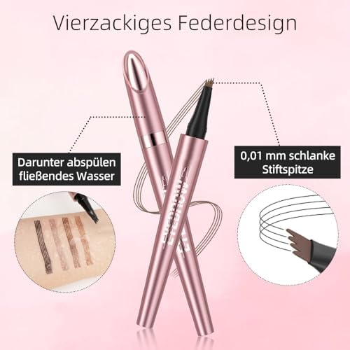 Microblading Eyebrow Pen, 2026 New Premium 4-Tip 3D Eyebrow Pencil, Waterproof Long-Lasting Fine Stroke Contouring Pen, Natural Makeup Effect for All Day (Dark Brown) - 2