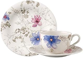 Villeroy & Boch Mariefleur Gris Basic, zestaw kawowy, 18 elementów, Porcelana Premium, biały/różne kolory