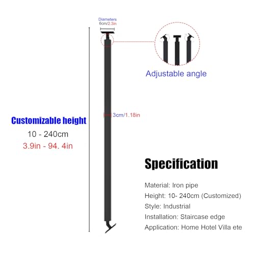 Soporte de ángulo ajustable de 165 cm para solucionar desniveles en barandillas interiores 3