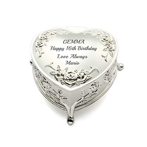 personalized silver jewelry - Engravable Heart Shaped Jewelry Box for Bridal Attendant