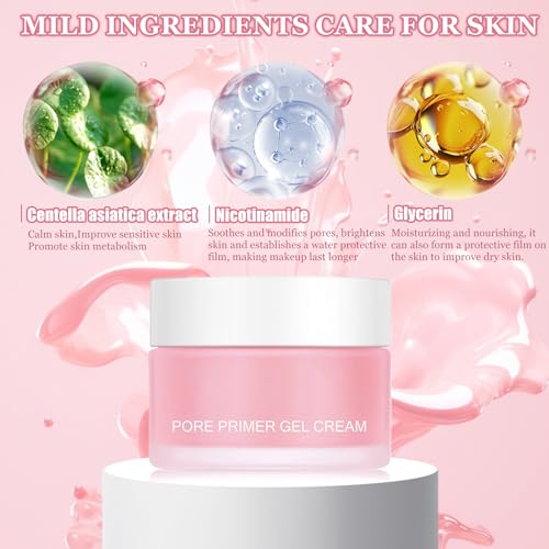 Pore Primer Gel Cream,Invisible Pores Face Primer,Pore Base Gel Cream,Face Makeup Primer Cream,Face Primer,Matte Pore Invisible Face Primer,Maquillaje Hidratante y Control de Aceite,30g - imagen 4