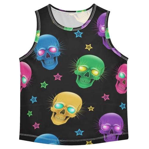 J JOYSAY Colorful Skull Stars Boys Tank Top Sleeveless Muscle Shirts Quick Dry Sport Active Workout Kids T-Shirts 3-15T