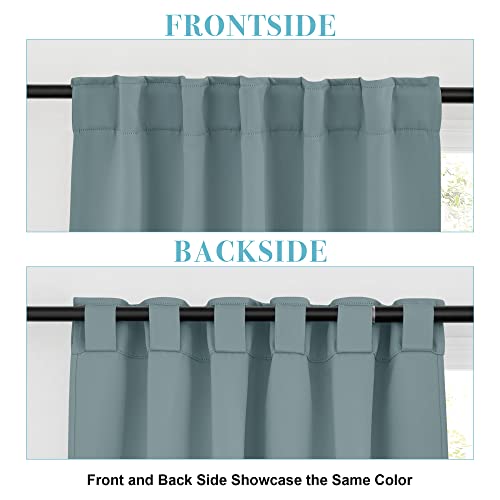 Image of RYB HOME Small Window Curtains - Blackout Insualting Privacy Curtains for Kids Bedroom Kitchen Bathroom Basement Cafe Cabinet Tiers Drapes, 34 Width x 24 Length, 2 Panels, Dusty Blue