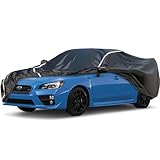 Waterproof Car Cover for Subaru WRX Impreza STI 2007-2022 with Reflective Strips, All Weather Custom Fit for STI Full Covers with Zipper Door, Windproof Bands Snow Rain Dust Hail Protection