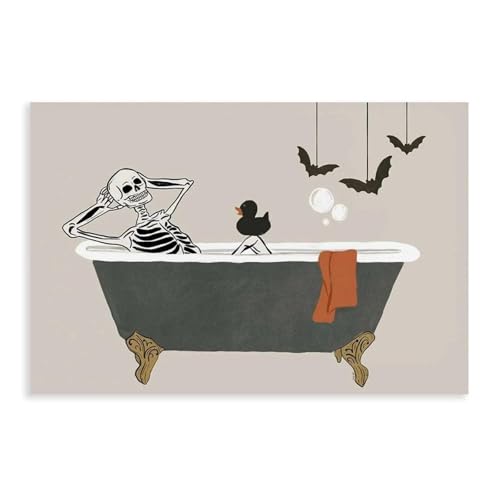 Poster squelette baignoire decoration murale salon chambre 40x60 cm