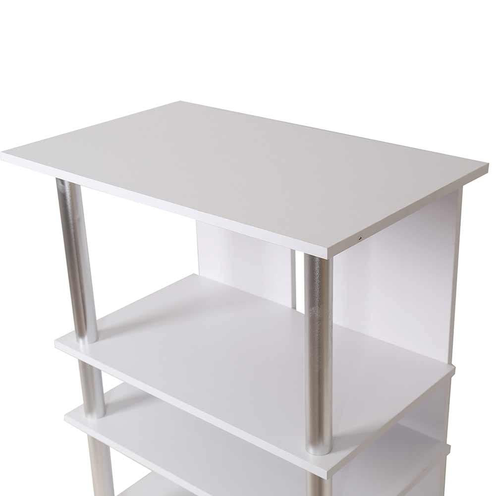 BAKAJI Meuble TV en Bois MDF avec 3 étagères, Porte Console de Jeux DVD et 4 Roues, Meuble Panier pour télévision, Design Moderne, Dimensions 60 x 45 x 80,5 cm, Bras Support Bras (Blanc)