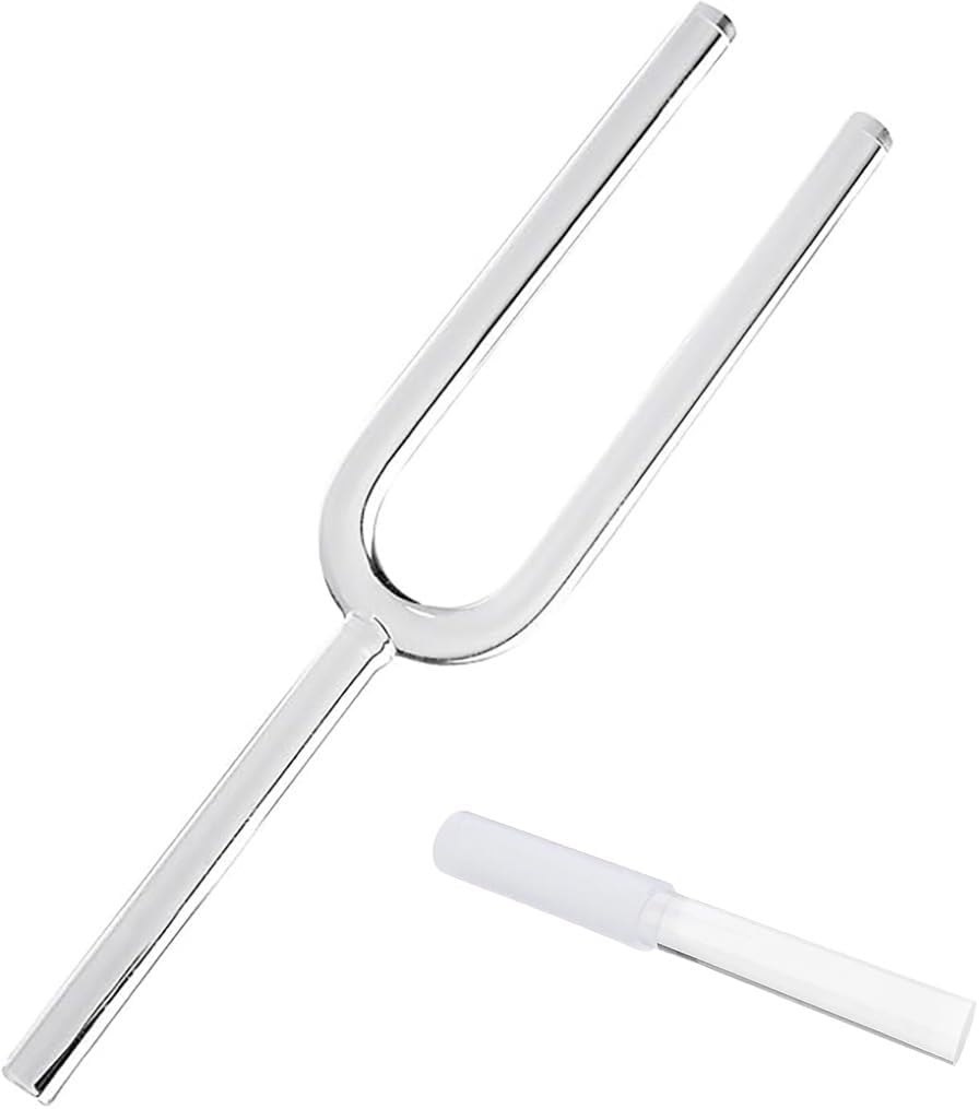 432Hz Clear Crystal Tuning Forks, Crystal Chakra Tuning Fork, With Free Crystal Striker, Chakra Musical Instrument for Yoga Meditation Sound Healing(B Note,30MM)