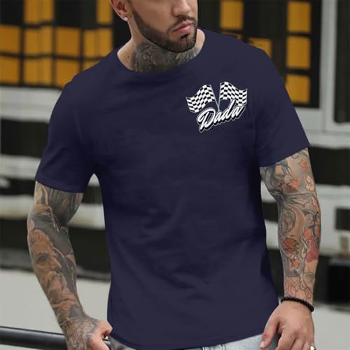 Image of Racing Birthday Party Matching Shirt Mom and Dad Car Racer Couple T Shirt Checkered Flag Short Sleeve Tee Tops