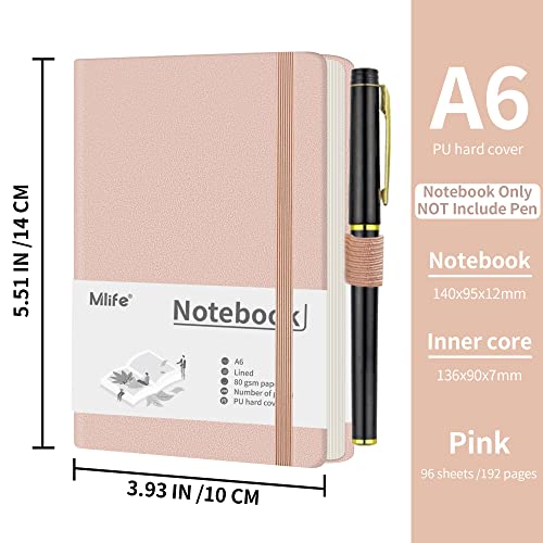 Mlife A6 Lined Pocket Journal with Pen Holder - Pink - Image 5