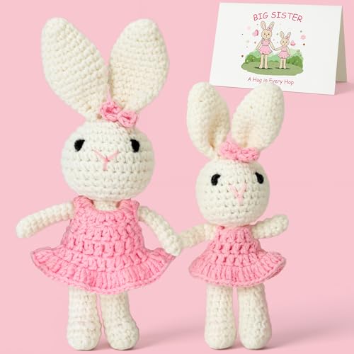 Festivora Big Sister Crochet Gifts for Girls Big Sister Little Sister Doll Gift Set to Celebrate Little Girls Promoted to Sister Gifts for Older Siblings of New Baby