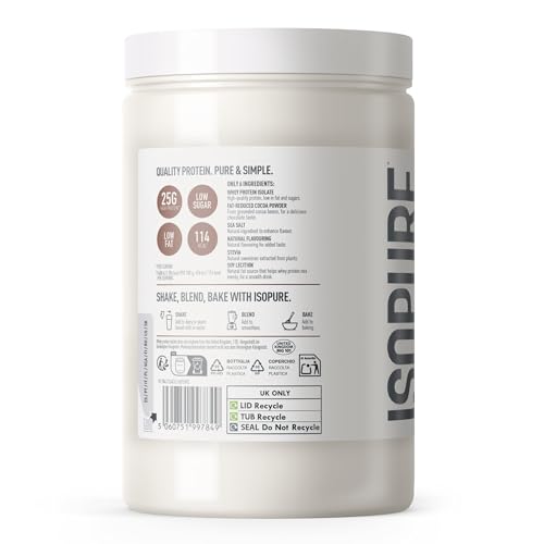 Isopure Chocolade Whey Proteïne Isolaat Poeder – 25 g Eiwit per Portie, Laag in Suiker, Zonder Kunstmatige Aroma’s of Zoetstoffen, Slechts 6 Ingrediënten, 480 g - Afbeelding 3