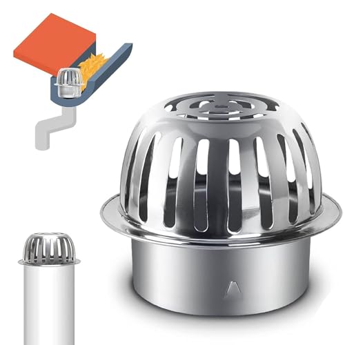 Roof Floor Drain Round 304 Stainless Steel Downspout Strainer, Anti-Blocking Outdoor Gutter Cleaning Tool For Stops Leaves Debris, Fits 2-7.9 Inch(150mm/5.9in)