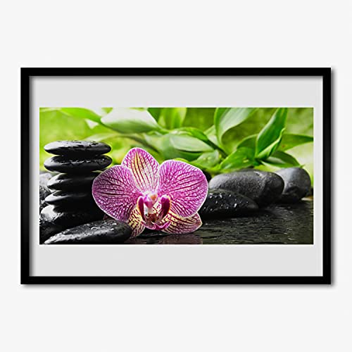 Affiche avec cadre salon et chambre Tulup motif pierres de fleurs grand format