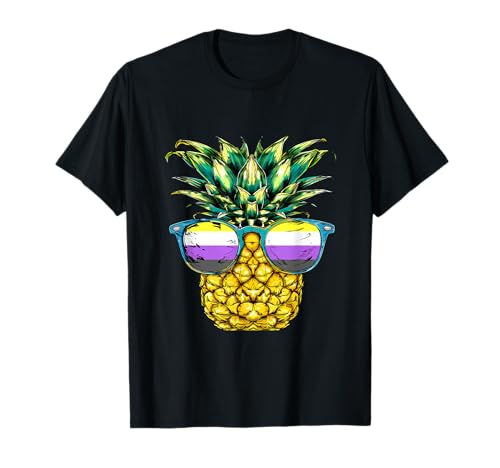 Drapeau non binaire LGBTQ Portrait d'ananas T-Shirt