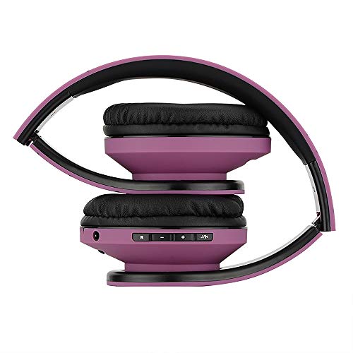 PowerLocus Bluetooth Cuffie Auricolari Pieghevoli, Over Ear Bluetooth Headphones Stereo Senza Fili Cuffie o Collegate Headset con Microfono, Micro SD/TF, FM per iPhone/Samsung/iPad/PC (Nero/Viola)