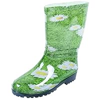 Demar Rainny Print Women Adult Green Wellies Wellingtons 5/6 UK