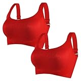 MOONBADI Sport BH Rot Bustier Damen BH ohne Buegel | Wohlfühl Bustiers Top | Bügelloser Soft Bra büstenhebe Damen 110D