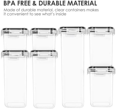 BICHONG Plastic food storage jars, set of 7, suitable for storing all kinds of cereals and pasta, moisture-proof and leak-proof.