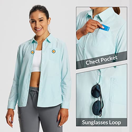 Baleaf Women's Long Sleeve Shirts Hiking Quick Dry Upf 50+ Sun Protection Shirt Nylon Breathable Safari Fishing Shirt Spa Retreat M #TOP3