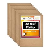 Creative Deco 25 x A4 MDF Platten | 300 x 210 x 3 mm | Dünne Holz-Platten | Perfekt für Laser, CNC Router, Modellierung, Durchbrochenes, Laubsäge