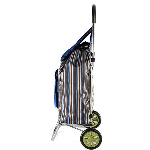 Einkaufstrolley, zusammenklappbar, Oxford-Stofftasche, Einkaufswagen, gestreift, Bedruckt, Kletterwagen, 2 große Räder für Zuhause, Leichter Einkaufswagen – Bild 5