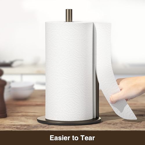 Image of Bronze Kitchen Paper Holder, Oil Rubbed Bronze Paper Towel Holder, Kitchen Roll Organizer, Countertop Roll Dispenser with Weighted Base
