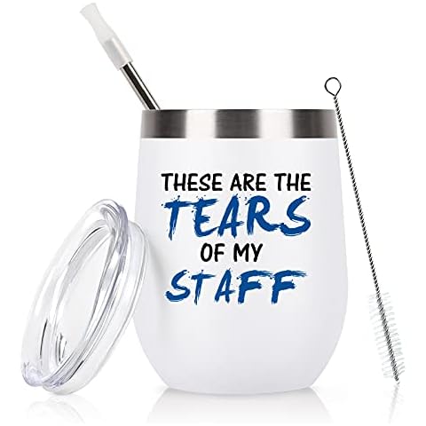 Qtencas Bosses Day Gift, These Are The Tears of my Staff Funny Wine Tumbler Cover