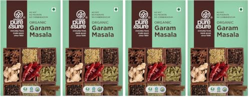 Image of Pure & Sure Organic Garam Masala 200gm| Traditional, Authentic & Multipurpose Masala Powder | Perfect Blend of Spices with Great Taste & Aroma | No Preservative & Pesticide| 100gm each (Pack of 4)