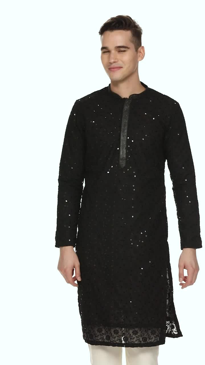 Watch Manyavar Kurta Set for Men, Full Sleeves Mandarin Collar Ethnic Kurta  Set for Engagement & Wedding on Amazon Live