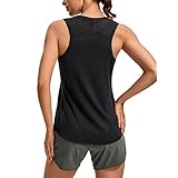 [CRZ YOGA] タンクトップ スポーツウェア トップス レディース ノースリーブ ハイネック レーサーバック 吸湿 速乾 軽量 スポーツ ランニング ヨガ ブラック L
