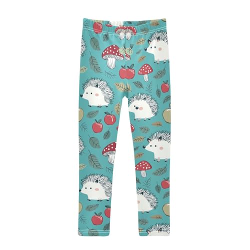 Wusikd Cute Hedgehog Girls' Leggings Toddler Doodles Kids Yoga Pants Dance Active Tights 4T