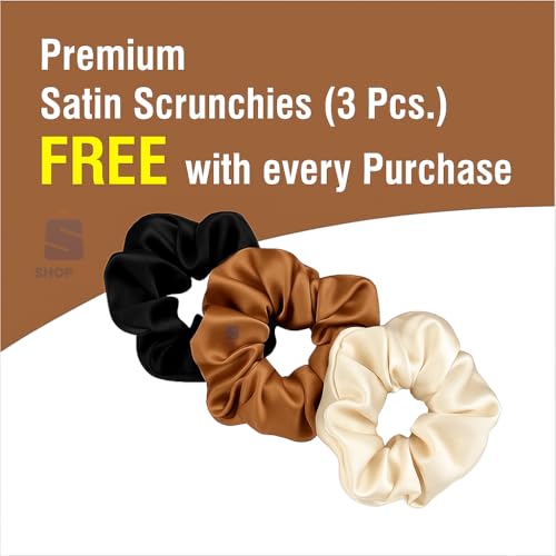 Image of Satin Silk Pillow Cover for Hair and Skin 2 Piece with 3 Piece Satin Silk Scrunchies | 1 Silk Hair Band Free Solid Pillow Covers with Envelope Closure (Rose Taupe) (Black + Cap)